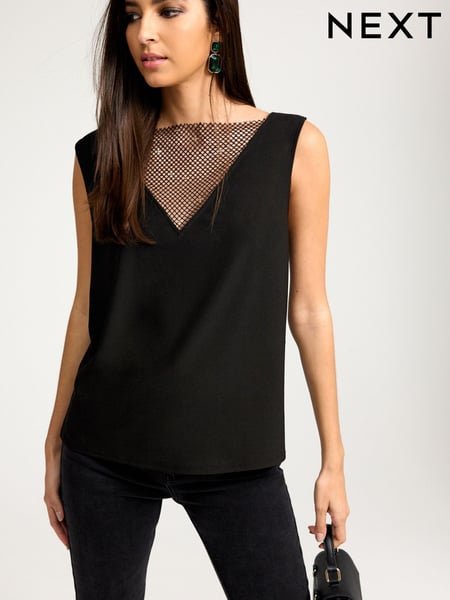 Black Embellished Sparkle Sleeveless Top (177091) | € 9