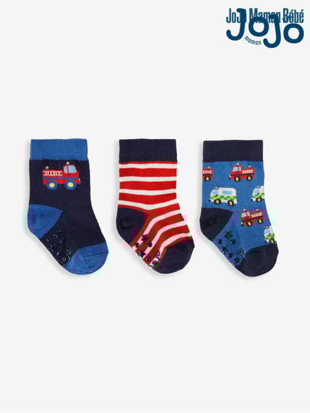 JoJo Maman Bébé Navy 3 Pack Emergency Vehicles Socks (181465) | € 15