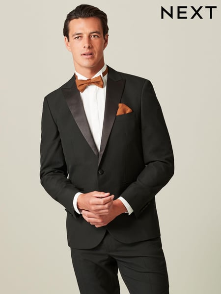 Black Tailored Fit Tuxedo Suit Jacket (183688) | € 96