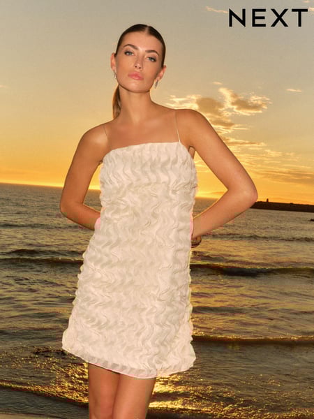 Cream 3D Ruffle Texture Mini Dress (184055) | € 23