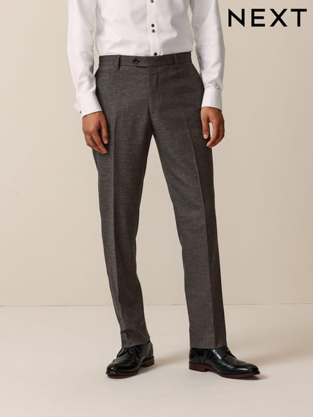 Brown Tailored Fit Trimmed Texture Suit Trousers (184164) | € 13