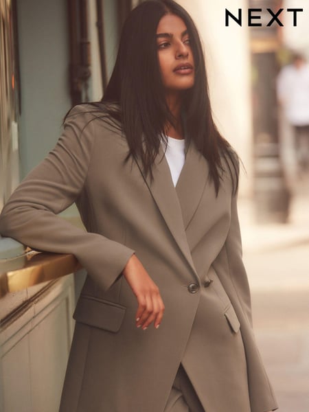 Braun/Khaki - Asymmetric Adjustable Waist Blazer (184590) | 46 €