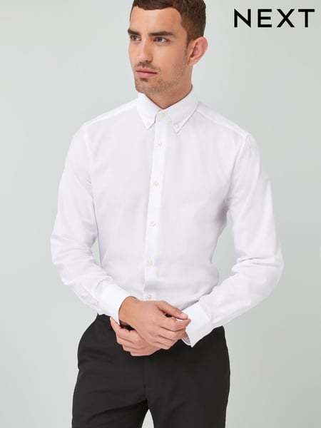 White Regular Fit Easy Care Single Cuff Oxford Shirt (185240) | € 6