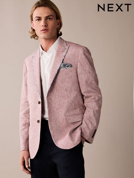 Pink Slim Fit Trimmed Linen Blazer (187779) | € 23