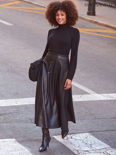 Sosandar Black Faux Leather Midaxi Skirt (190687) | € 92