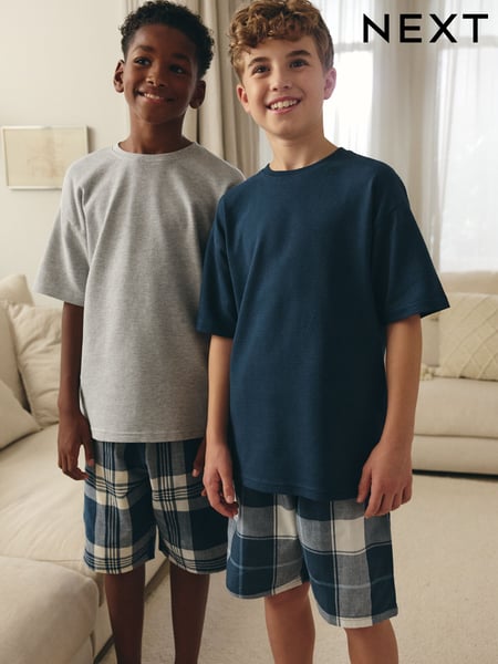 Blue/ Grey Check Woven Pyjamas 2 Pack (1.5-16yrs) (191219) | € 28 - € 41