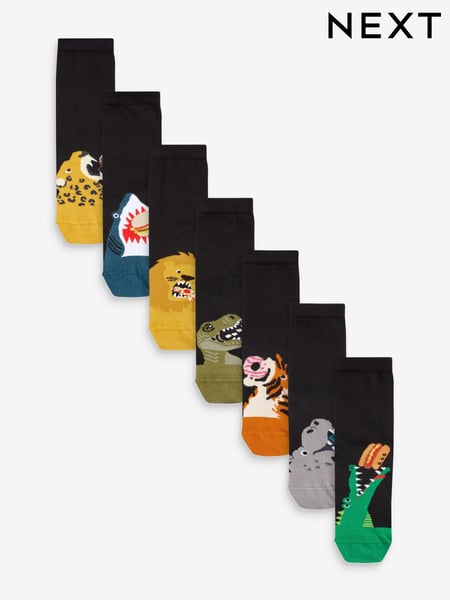Black Animal Food Cotton Rich Socks 7 Pack (191888) | € 13 - € 16