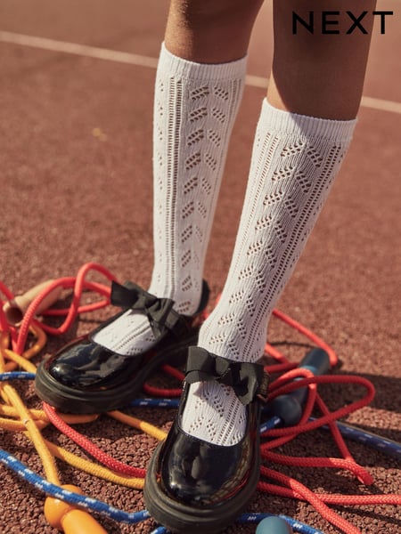 White 3 Pack Cotton Rich Pointelle Knee High School Socks (193074) | € 10 - € 11