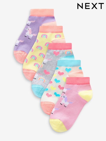 Pink/Grey/Purple 5 Pack Cotton Rich Unicorn Character Trainer Socks (193650) | € 8 - € 11