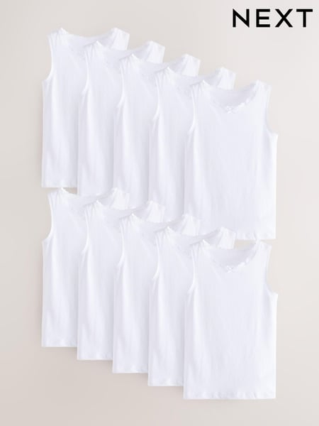 White 10 Pack Lace Trim Vest (1.5-16yrs) (194162) | € 19 - € 28