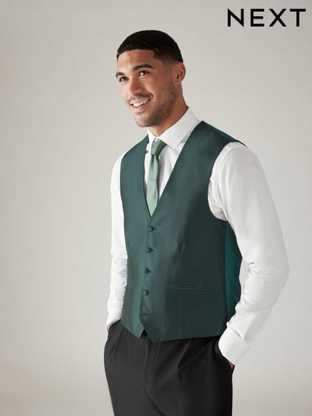 Forest Green Textured Silk Waistcoat (196025) | € 82