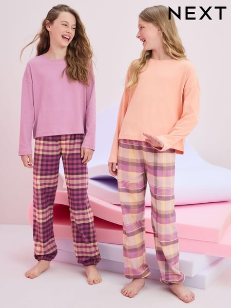 Lilac/Coral Woven Check Pyjamas 2 Pack (3-16yrs) (196728) | € 37 - € 50