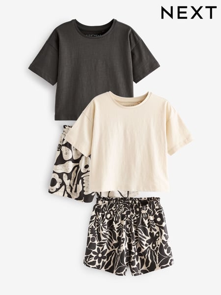 Black/Ecru Short Pyjamas 2 Pack (3-16yrs) (196922) | € 16 - € 21