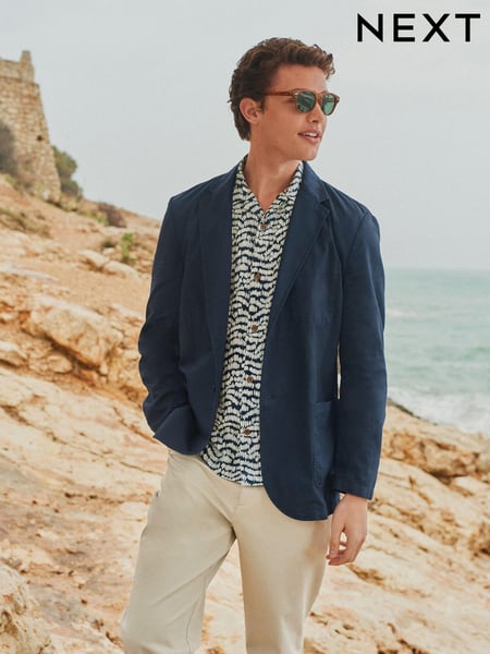 Navy Blue Slim Fit Garment Dye Blazer (198086) | € 118
