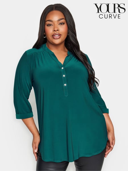 Yours Curve Green Half Placket Jersey Blouse (198952) | € 41