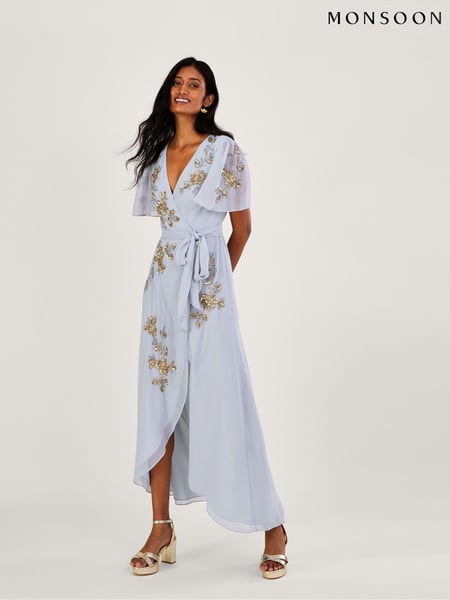 Monsoon Blue Sarah Embroidered Wrap Dress (199870) | € 234