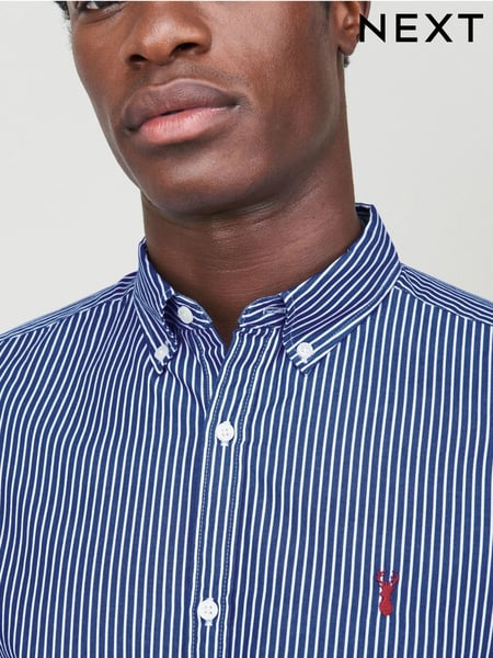 Navy/White 100% Cotton Stripe Long Sleeve Oxford Shirt (204794) | € 48