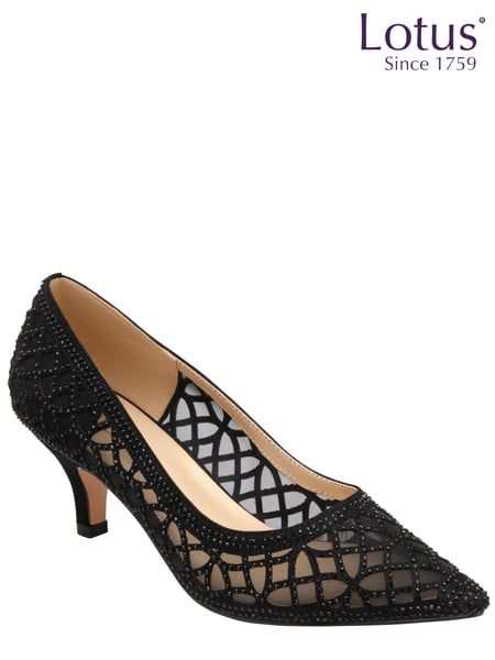 Lotus Black Diamante Pointed Toe Court Shoes (205170) | € 21