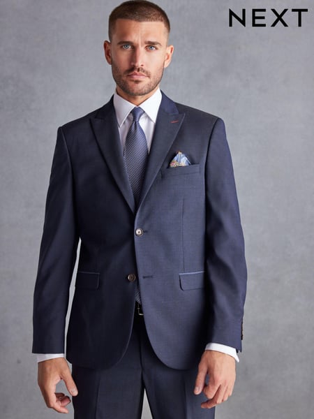 Navy Blue Tailored Signature TG Di Fabio Wool Rich Puppytooth Suit Jacket (206612) | € 32