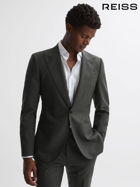 Reiss Forest Green Bold Slim Fit Wool Single Breasted Blazer (207408) | € 465