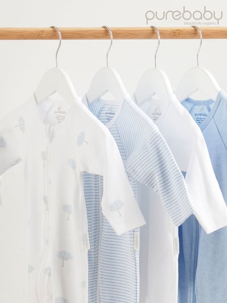 Purebaby Blue Zip 100% Cotton Sleepsuits 4 Pack (209463) | € 84
