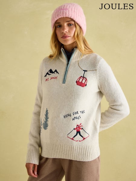 Joules Summit Cream Quarter Zip Ski Jumper (210081) | € 125