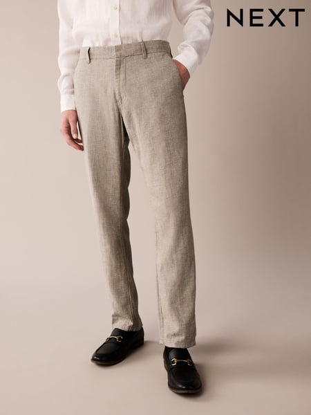 Sage Green Textured Linen Blend Trousers (219037) | € 8