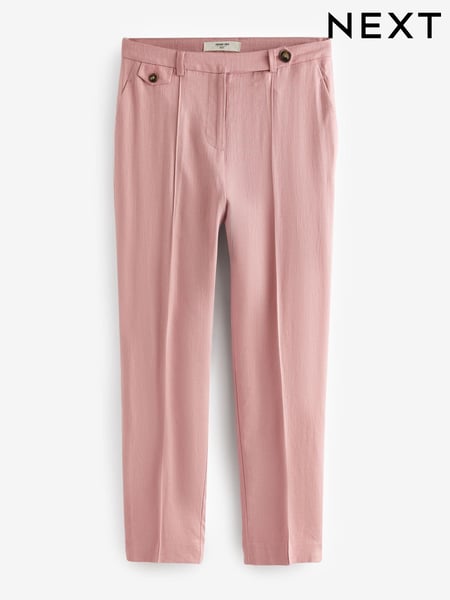 Pink Linen Tapered Leg Trousers (229752) | € 7