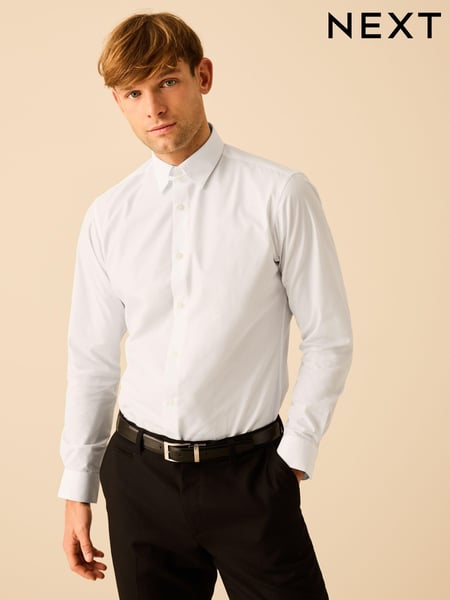 White Single Cuff Slim Fit Easy Care Tab Collar Oxford Smart Shirt (233925) | € 30