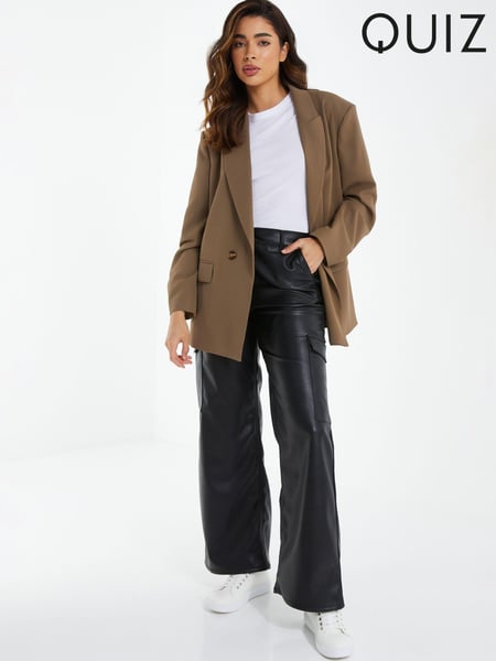 Quiz Black Faux Fur Leather Cargo Trousers (235353) | € 11