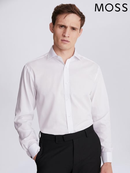 MOSS White Regular Fit Double Cuff Textured Shirt (236869) | € 31