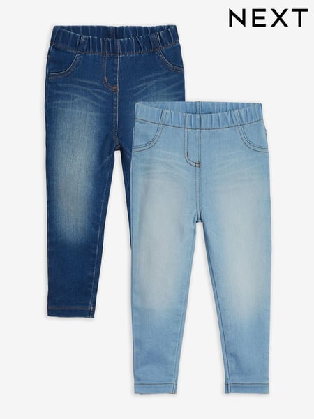 Mid Blue/Light Blue Denim 2 Pack Elasticated Waist Jeggings (3mths-7yrs) (237364) | € 23 - € 28
