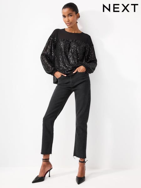 Black Long Sleeve Sequin Sparkle Top (239823) | € 11