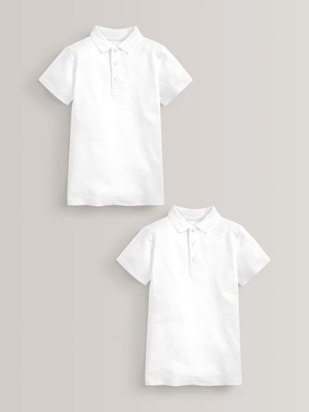 White Easy Fastening School 100% Cotton Polo Shirts 2 Pack (3-16yrs) (243004) | € 9 - € 17