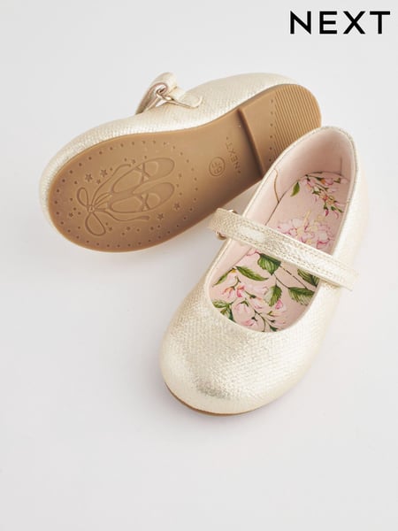 Gold Wide Fit (G) Mary Jane Touch Fastening Occasion Shoes (244822) | € 24 - € 28