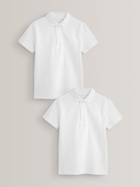 White Regular Fit Cotton School Short Sleeve 100% Cotton Polo Shirts 2 Pack (3-16yrs) (250111) | € 9 - € 17
