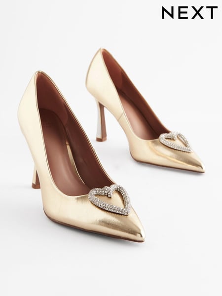 Gold Regular/Wide Fit Forever Comfort® Heart Trim Court Shoes (252798) | € 13