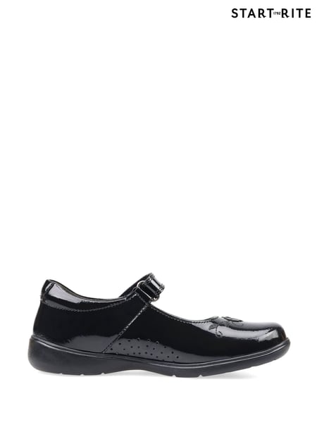 Start-Rite Wish Rip-Tape Black Patent Leather School Shoes F Fit (261178) | € 76