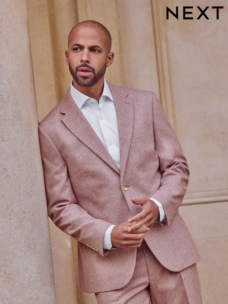 Pink Regular Fit Nova Fides Italian Wool Blend Suit (262649) | € 41