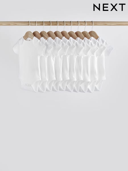 White Essential 10 Pack Baby Short Sleeve Bodysuits (263726) | € 22 - € 25
