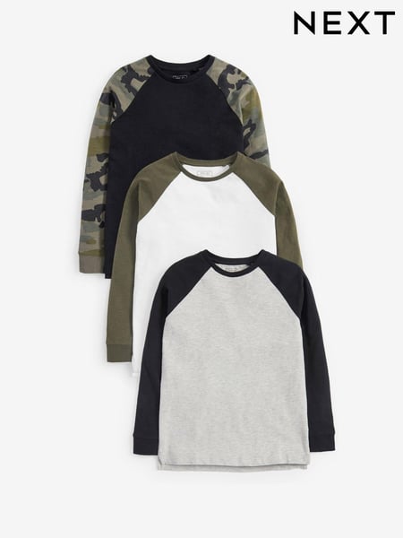 Khaki Green Camo Raglan T-Shirts 3 Pack (3-16yrs) (264818) | € 21 - € 28