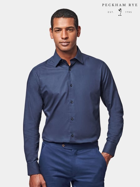 Peckham Rye Blue Poplin Long Sleeve 100% Cotton Shirt (272044) | € 101