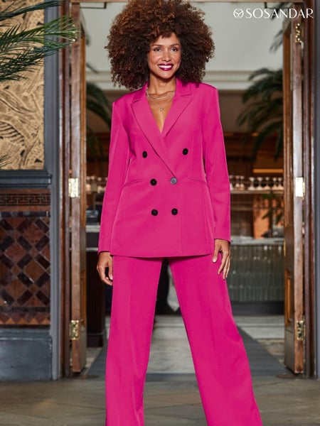 Sosandar Pink Wide Leg Tuxedo Trousers (276516) | € 46