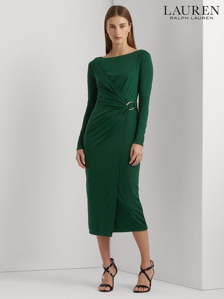 Lauren Ralph Lauren Green Jersey Long Sleeve Cocktail Dress (277747) | € 80