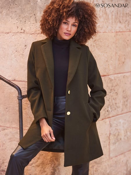 Sosandar Green Khaki Green Gold Button Detail Coat (277867) | € 45