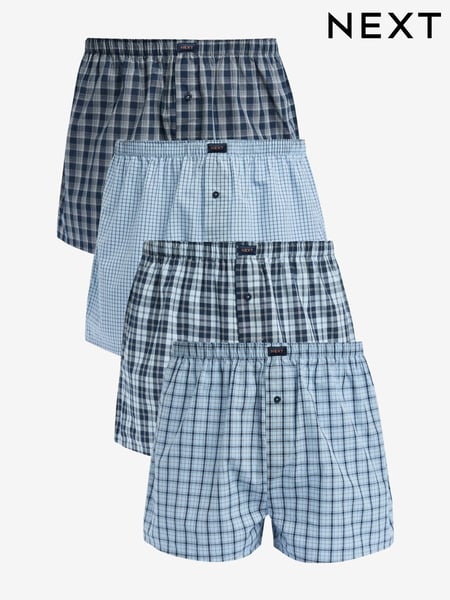 Blau/Karomuster - 4er-Pack - Woven Pure 100% Cotton Boxers (292278) | 42 €