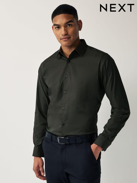 Charcoal Grey Regular Fit Four Way Stretch Shirt (301715) | € 22