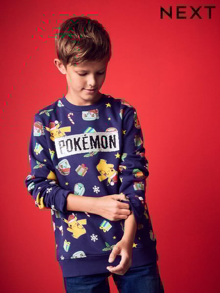 Navy Blue Christmas Pokémon License Crew Sweatshirt (3-16yrs) (304929) | € 6 - € 8