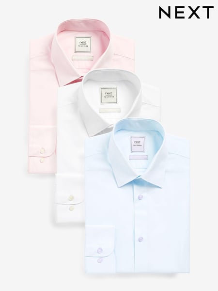 White/Blue/Pink Slim Fit Easy Care Single Cuff Shirts 3 Pack (305357) | € 17