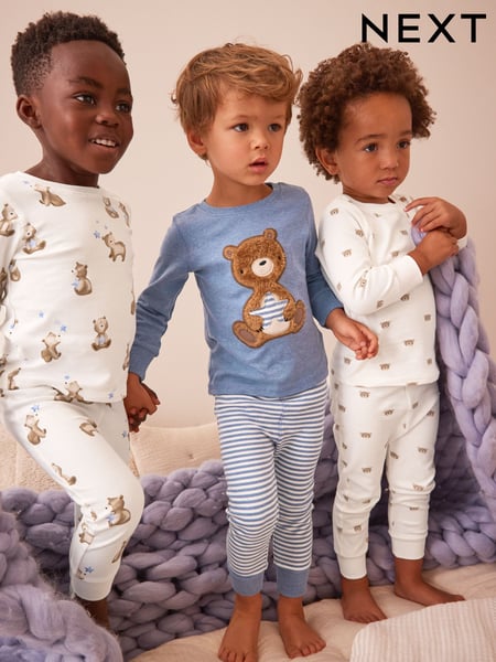 Light Blue Bear 3 Pack Snuggle Pyjamas (9mths-6yrs) (306121) | € 37 - € 43